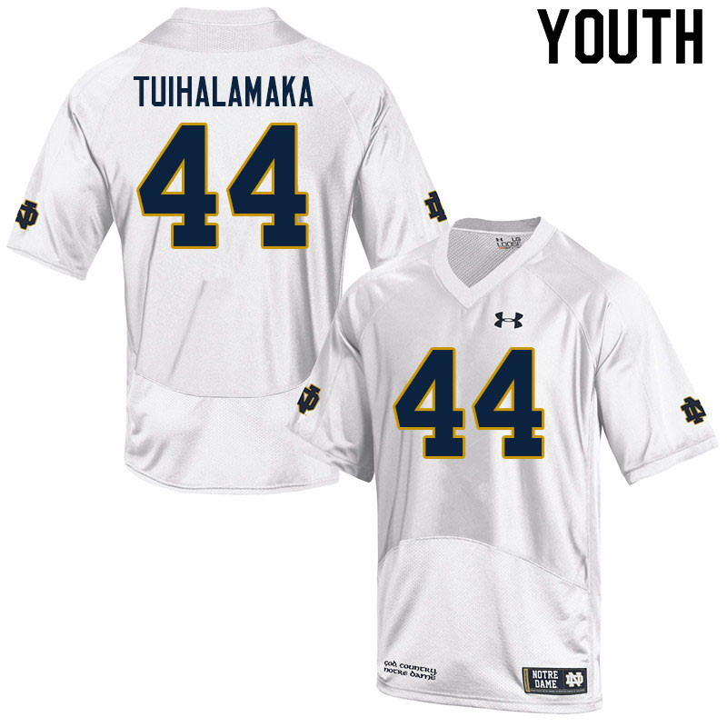 Youth #44 Junior Tuihalamaka Notre Dame Fighting Irish College Football Jerseys Sale-White - Click Image to Close